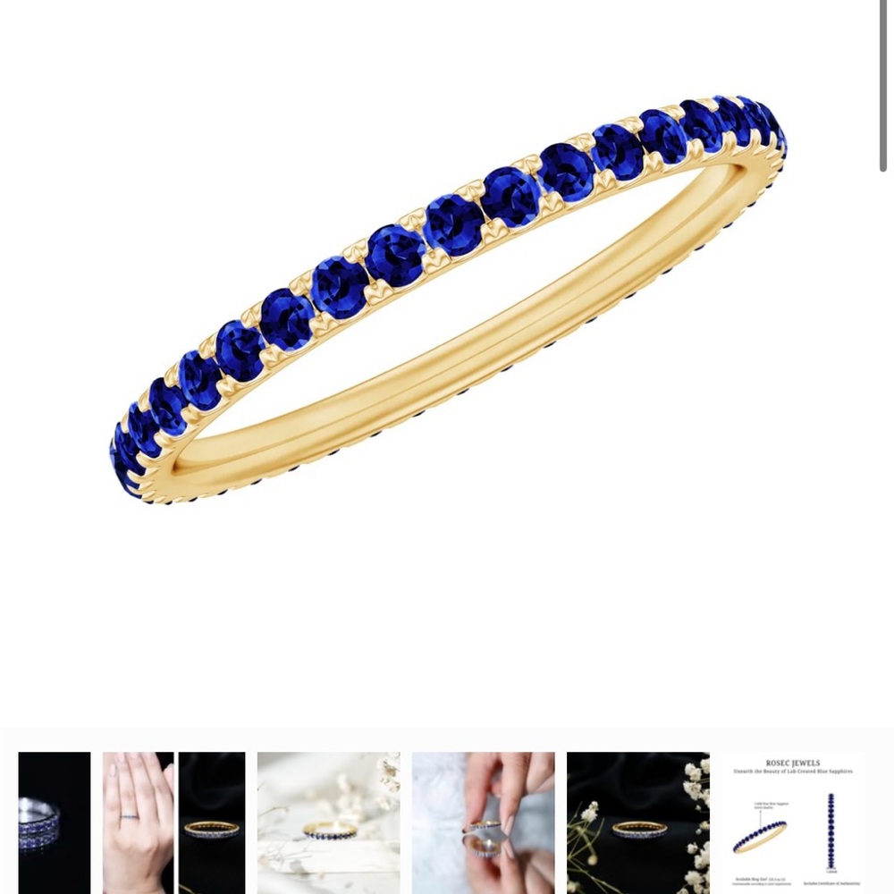 Blue Sapphire Full Eternity Ring Gold Plated